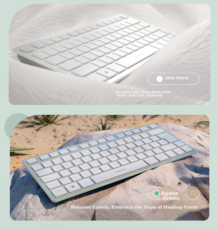 CHERRY KW7100 MINI Compact And Slim, Business Office Home Use, Portable Keyboard, Bluetooth Quiet Keyboard with Three-Port Connection, Membrane Keyboard Panel in Rock Blue 4