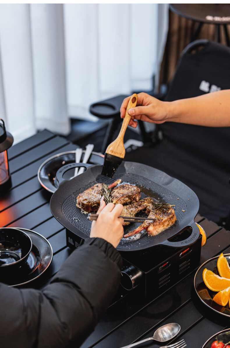 Black Dog Griddle Pan for Home Use, Outdoor Camping, Induction Cooker, Korean-Style Non-Stick Frying And Baking Pan, Night Black 11