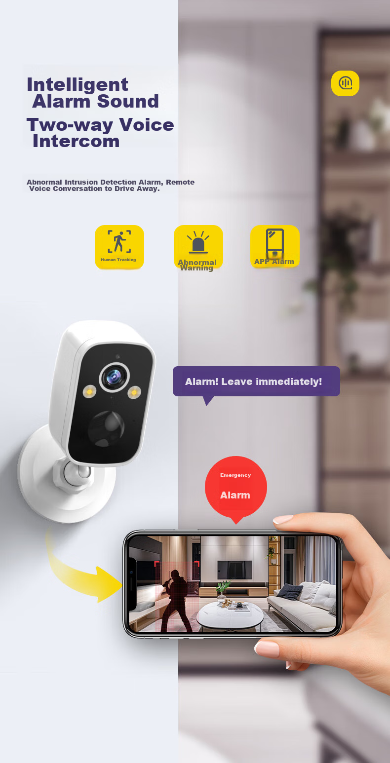 Boorgeel Wireless Camera, No-Plug Home AI Doorway Surveillance, Rechargeable Battery, Large Capacity, Long-Lasting Battery Life, WiFi, Remote Mobile Phone Calls, Night Vision, Outdoor Waterproof 7