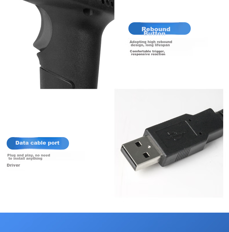 Aibao One-Dimensional And Two-Dimensional Barcode Scanner, QR Code Gun, Barcode Scanner for Supermarket Checkout, Medical Insurance Payment, Pharmaceutical Express Delivery Logistics Traceability Wired Scanner TD-6501 9