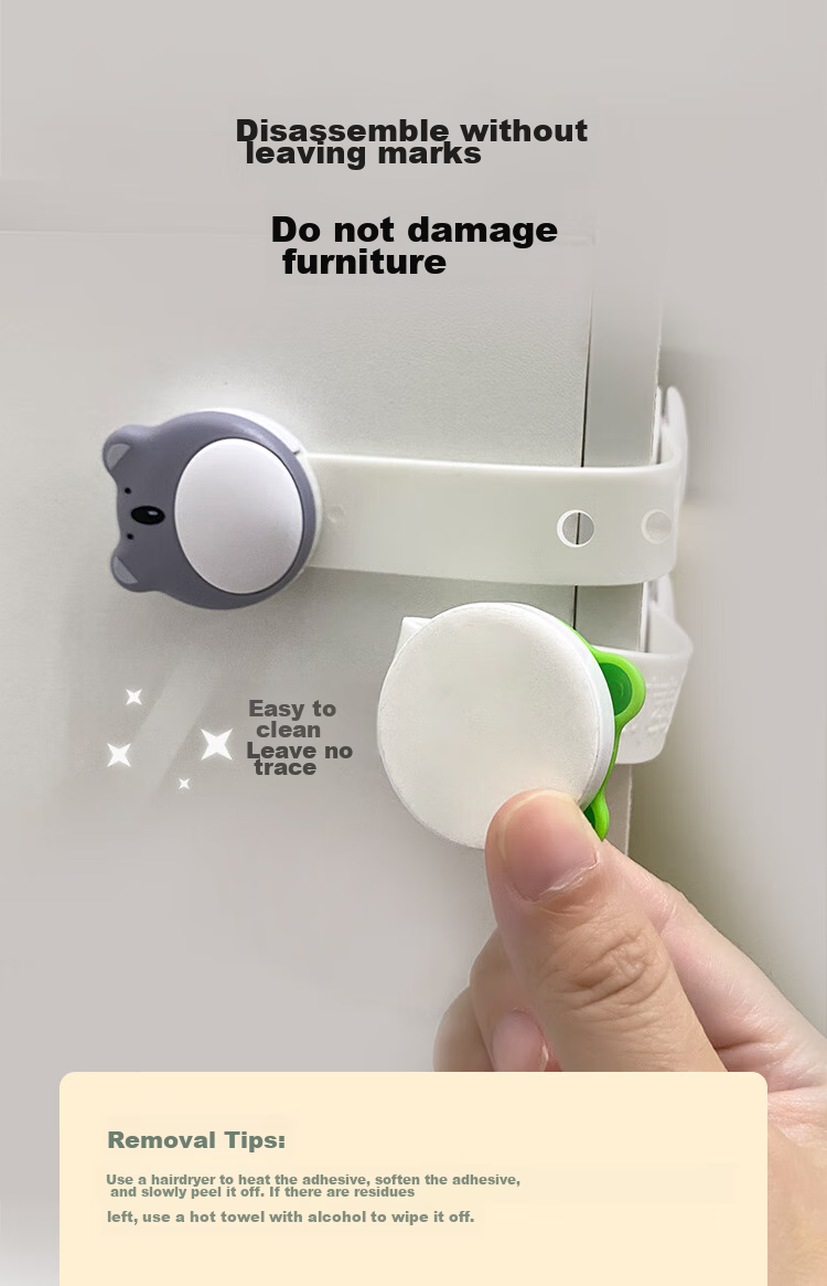 Bangbangzhu Anti-Opening Drawer Lock, Child Safety Lock, Protective Refrigerator Cabinet Door Lock, Anti-Pinch Handle Lock, Cartoon Lock, Pack of 6 11