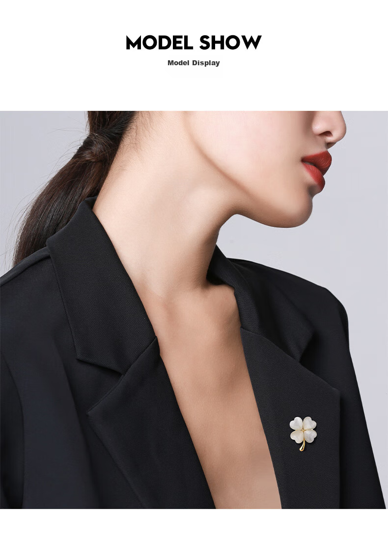 Qlady Cat Eye Four-Leaf Clover Brooch, High-End Women's Magnetic Clasp Corsage, Scarf Pin, Anti-Exposure Accessory, Mid-Autumn Festival And Birthday Gift 9