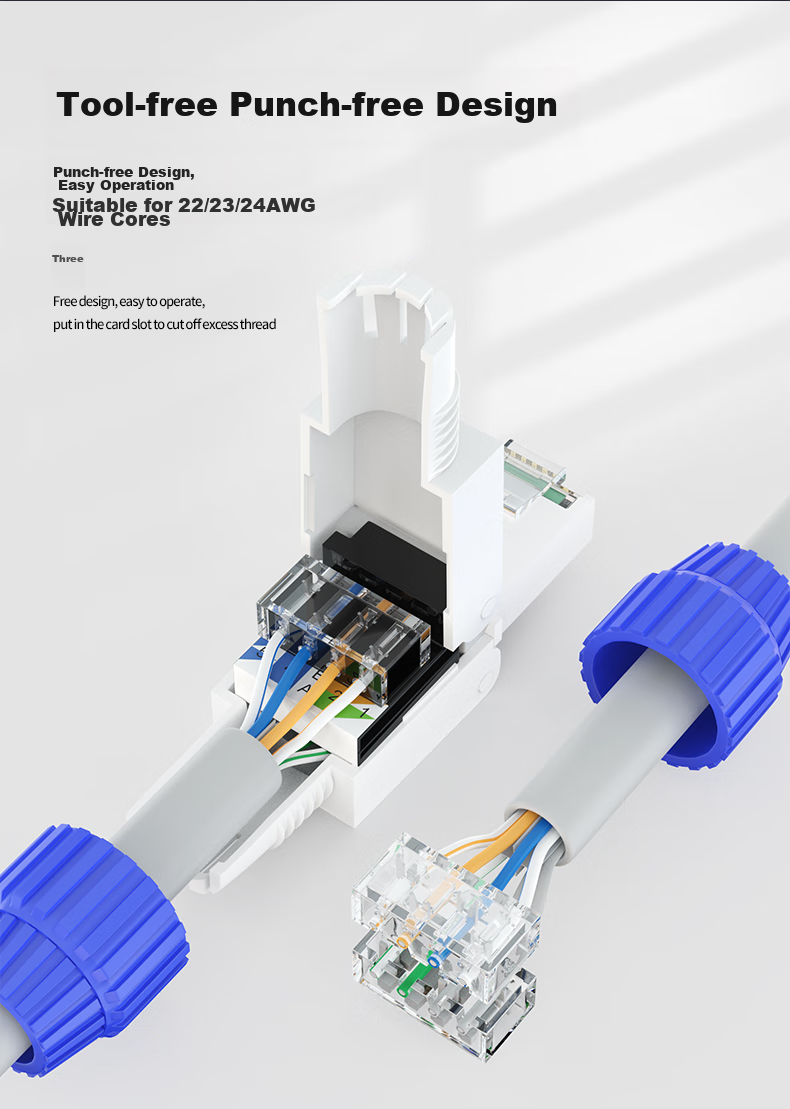 CNCOB Category 7 Ethernet Cable Toolless RJ45 Connector, Engineering Grade CAT7 10 Gigabit Network Toolless RJ45 Connector, 1 Piece, CN-8002 6