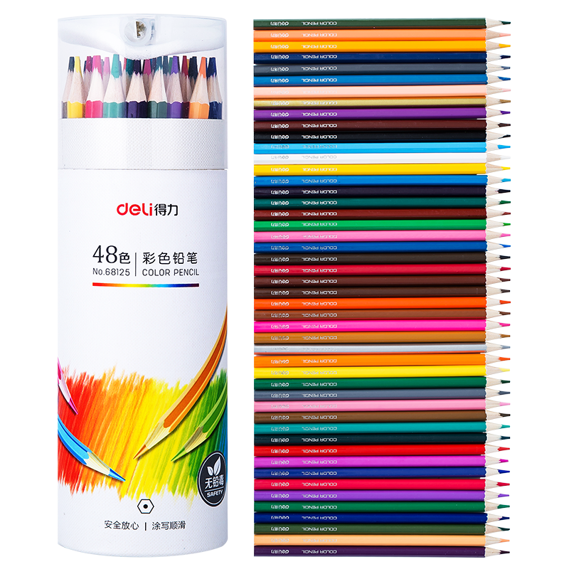 Deli Colored Pencils, 48 Colors, Oil-Based Colored Pencils in Paper Tube, for Students' Drawing, Art, Sketching, Coloring, Children's Coloring And Filling, Drawing Pencils, Graduation Supplies
