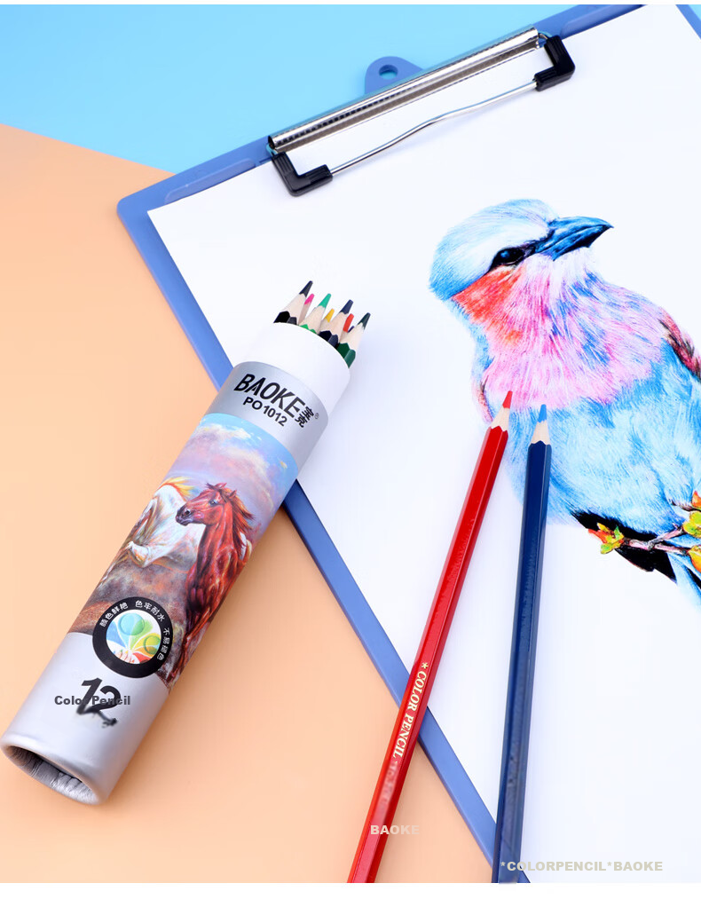 BAOKE PO1024 Oil-Based Colored Pencils, Hexagonal Wooden Pencils, Clear Colors for Drawing, 24 Colors in Paper Tube 5