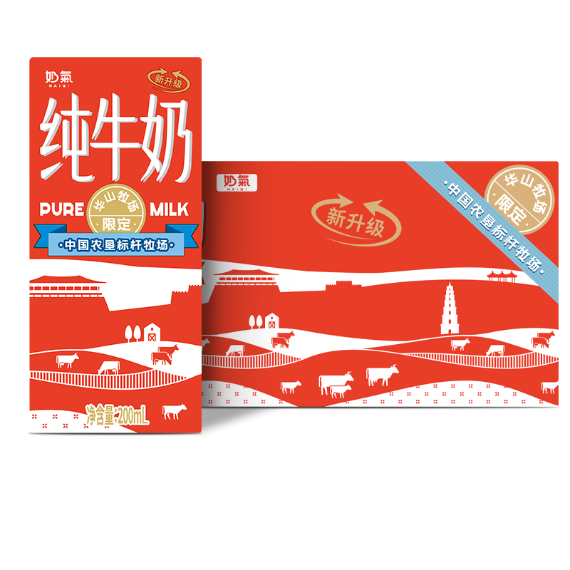 中垦牧奶气纯牛奶200ml*24盒 优选牧场 3.3g蛋白 典藏包装版 