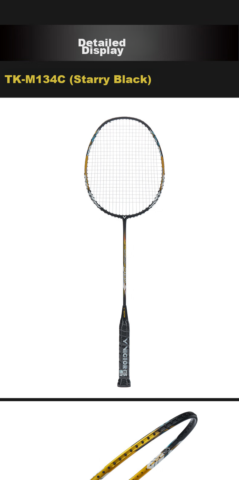 VICTOR Badminton Racket TK-M134 Gatling Single Racket, Black 4U, Pre-Strung, 26 Lbs 5