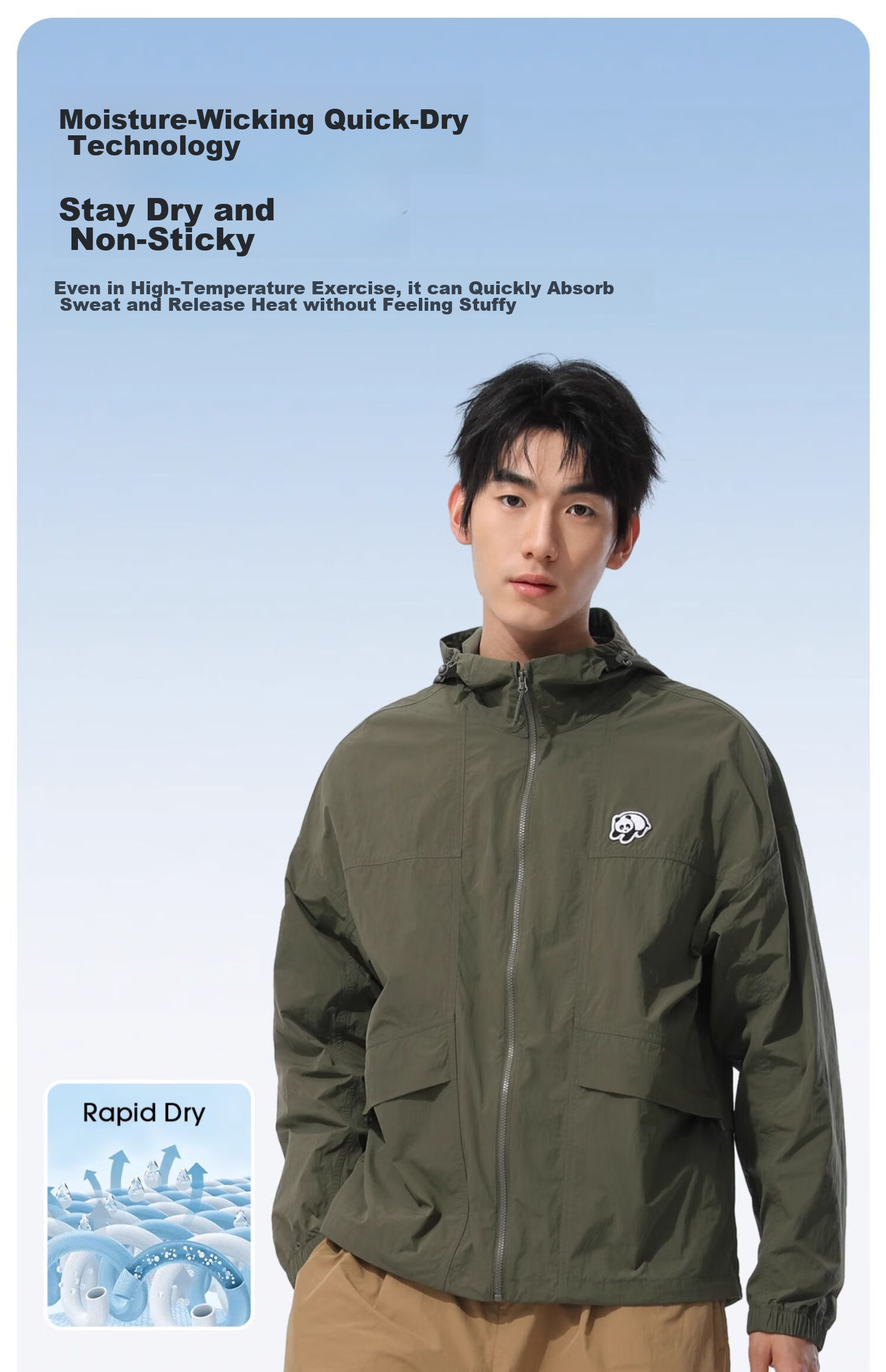 CAMEL Unisex Hooded Spring And Summer Outdoor Warm Waterproof Jacket, Couple's Coat [Panda Collaboration] 8154 L 8