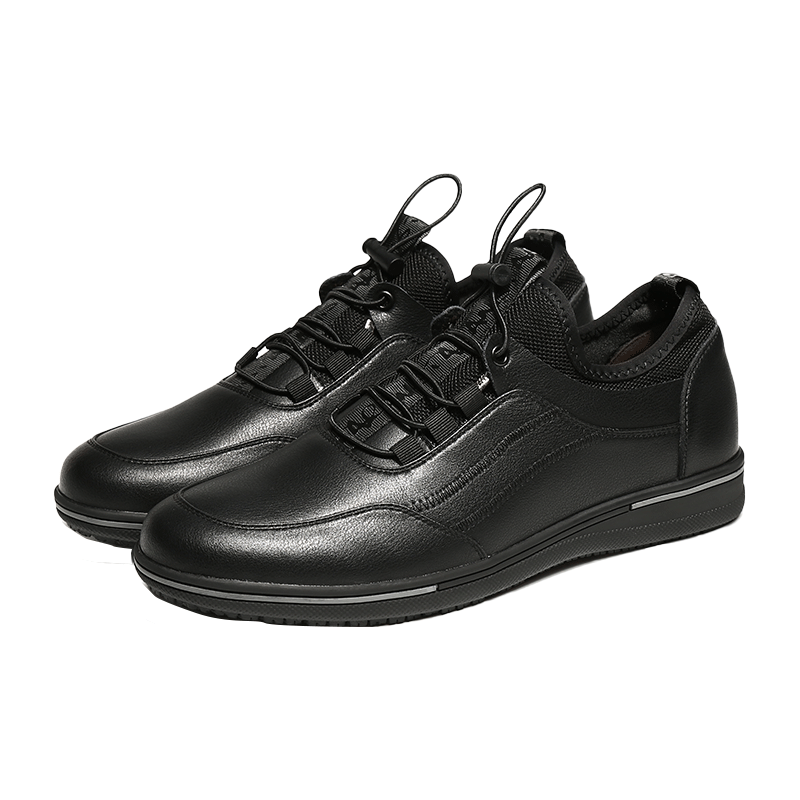 Chuwang Chef Shoes for Men, Non-Slip, Oil-Resistant, Kitchen Work Shoes, Water-Repellent, Casual Soft-Soled Leather Shoes with Laces, C5003, Size 41