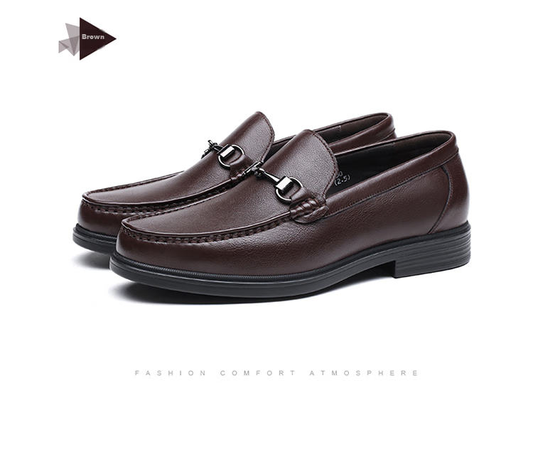 LAORENTOU Men's Leather Shoes, Business Casual Cowhide Slip-On Loafers, Soft Upper Driving Shoes, 83037 Black Size 42 18