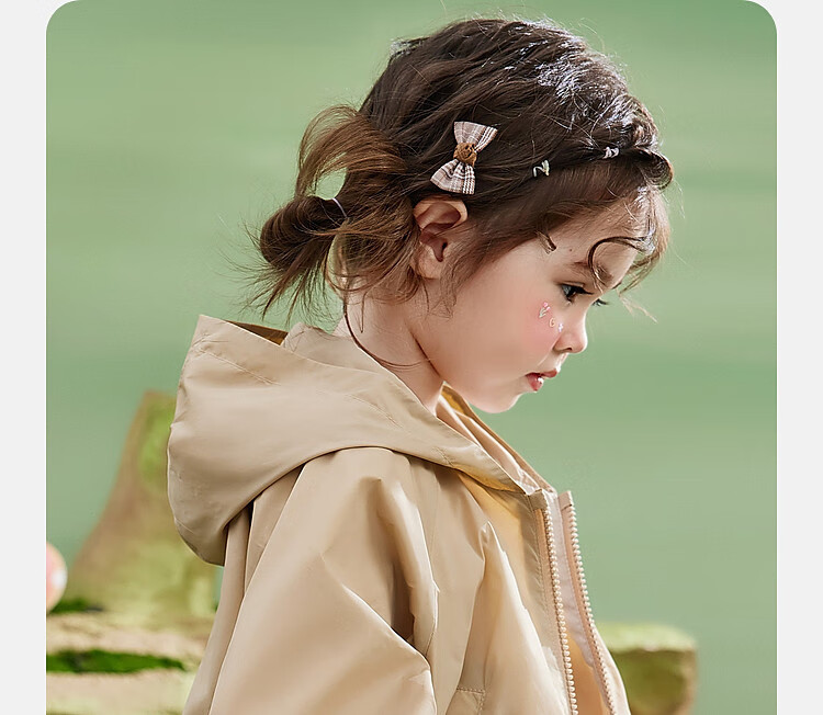 ASK JUNIOR Children's Outerwear, Girls' Autumn Jacket, Toddler Cardigan, Casual Versatile Hooded Top, Khaki Color, Size 130 13