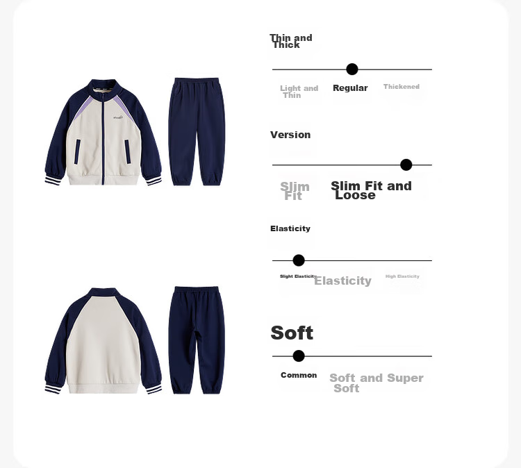EBAER Spring Children's New Xinjiang Cotton Soft Breathable Skin-Friendly Stand-Collar Cardigan Sportswear Set, Midnight Blue, Size 120 10