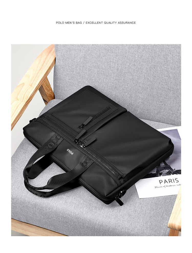 POLO Briefcase, Men's Casual Business Bag, 15-Inch Laptop Bag, Office Handbag for Men, Shoulder Crossbody Bag 16