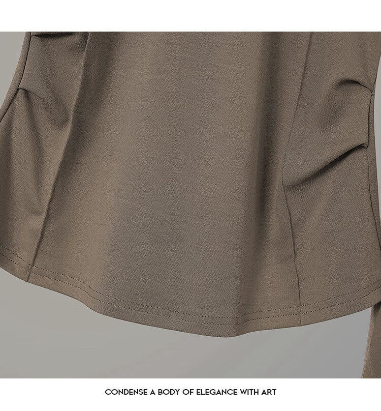 Tachi Simple Base Shirt, 2026 Spring New Women's Clothing, Pleated Waist-Cinching Slimming Round Neck Top 13