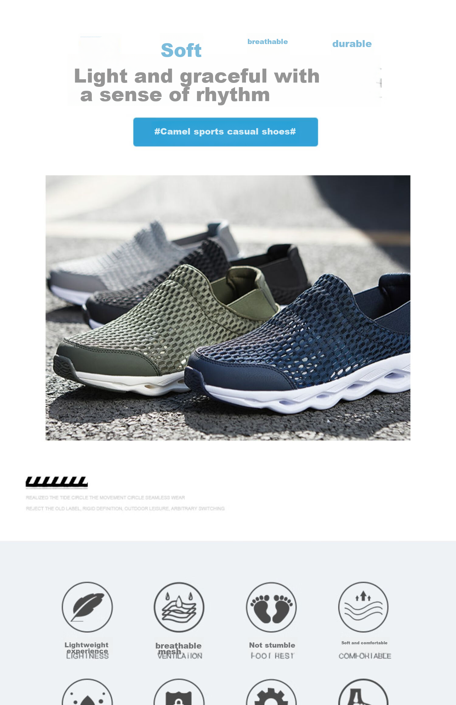 CAMEL Summer Breathable Mesh Outdoor Casual Shoes for Men And Women, Non-Slip Shock-Absorbing Sports Running Shoes 2