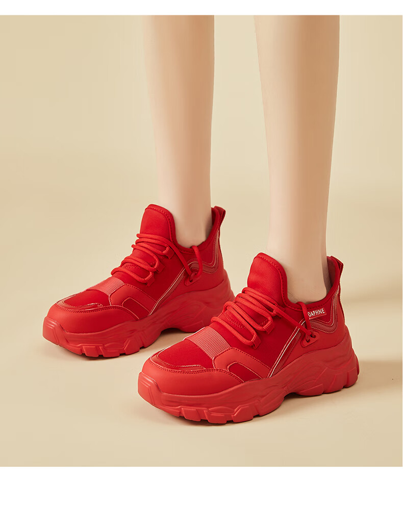 Daphne Women's Sports Casual Shoes Thick Sole Versatile Dad Sneakers Comfortable Low-top Red Size 39 Model 4623101050 14