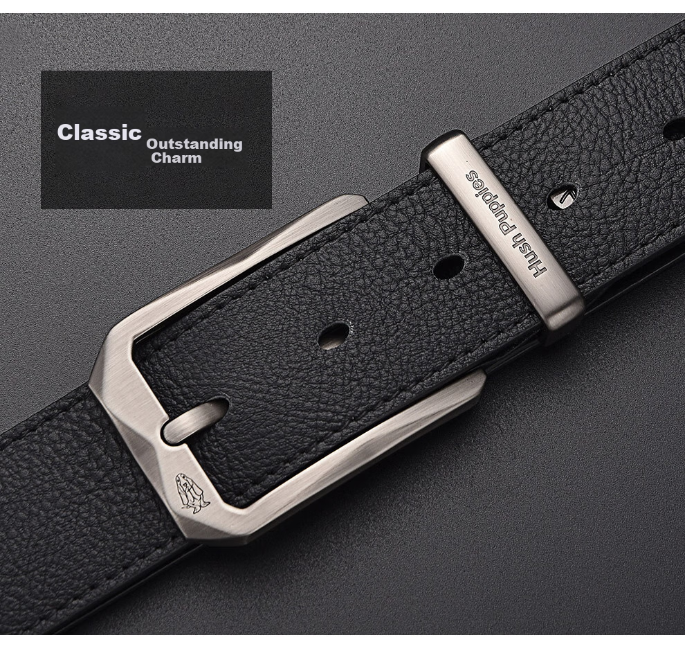 Hush Puppies Men's Belt with Pin Buckle, Classic Retro Trendy Casual Versatile Youth Waistband, Birthday Gift for Boyfriend 2