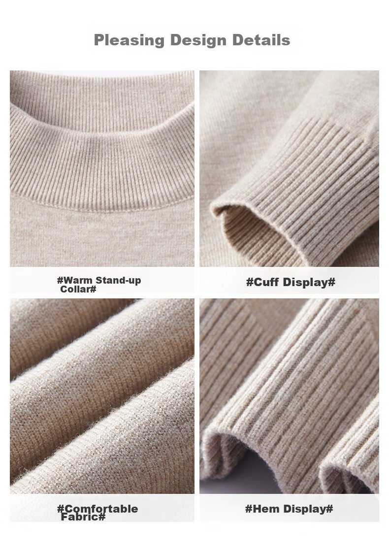 Huili All-Wool Sweater for Men, Autumn And Winter High-End Round Neck Warm Base Layer Knit Pullover, Black, Size L 9