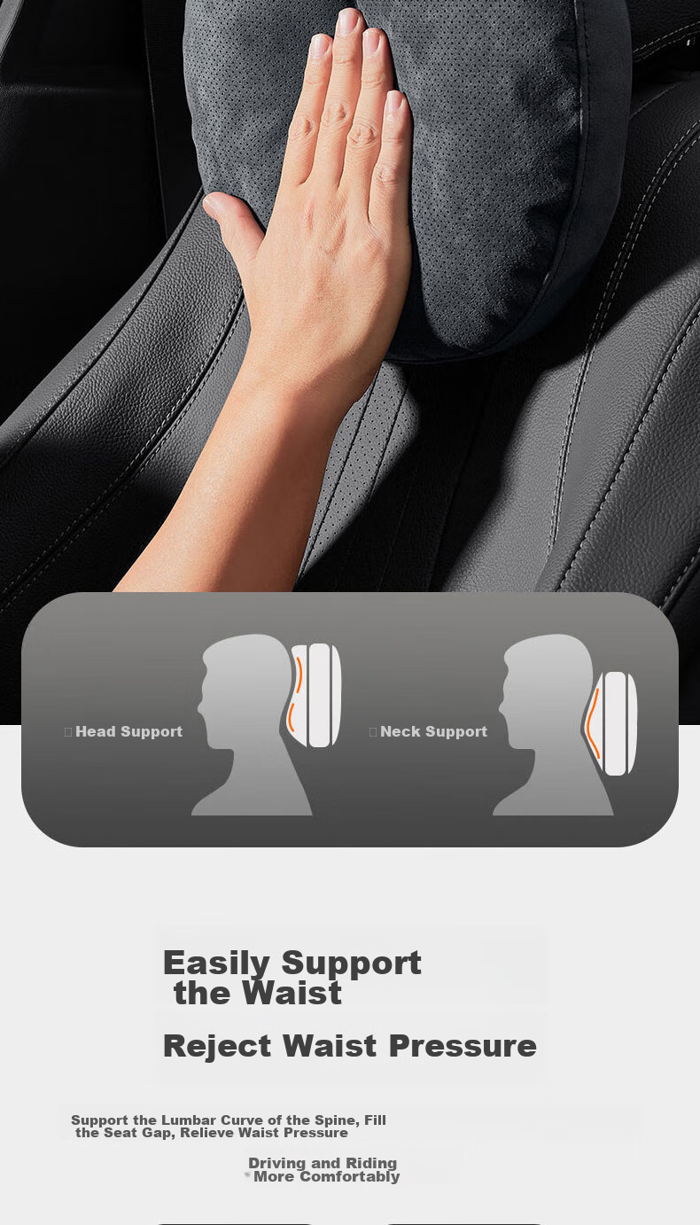 Shenchuang Car S-Class Maybach-Style Headrest And Lumbar Support, Neck Pillow for Car Use, Cushion Backrest, Suitable for Mercedes-Benz And Tesla, Universal Model 3