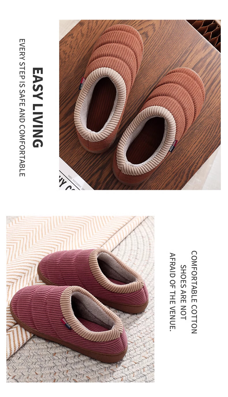 GUOLUOFEI Cotton Slippers Non-Slip for Men And Women with Heel, Middle-Aged And Elderly Home Wear Fleece-Lined Thick Warm Cotton Shoes Dark Gray Size 40-41 5