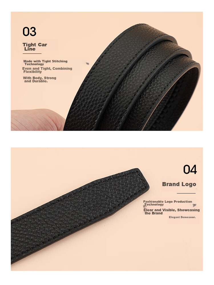 CROCODILE Top-Grain Leather Fashion Belt for Women, Automatic Buckle, Exquisite And Simple Waist Belt T3707 Black Gift Box Set 16