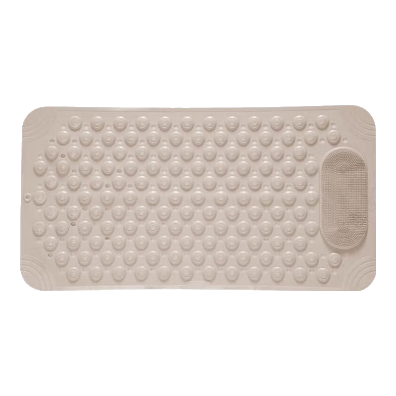 Qiqijia Bathroom Non-Slip Bath Mat, Shower Foot Pad, Multifunctional Massage Anti-Fall Mat, Beige, 60*90cm