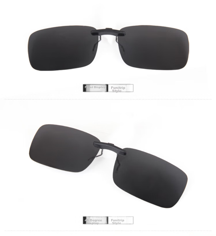 Quxing Polarized Clip-On Sunglasses, UV Protection Car Driving Sunglasses, Compatible with Nearsighted Glasses, Can Be Flipped Up to Form A Frog-Shaped Mirror 11