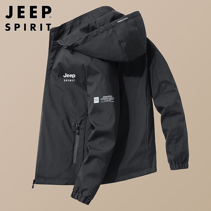 Мужская куртка JEEP SPIRIT, осенне-зимняя верхняя одежда, корейский стиль, свободная куртка с капюшоном, черная, 4XL