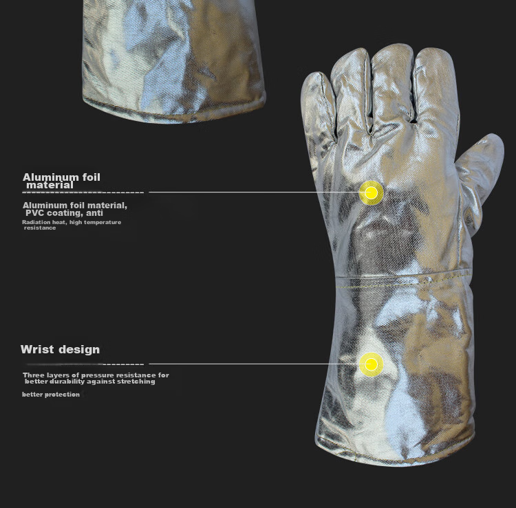 Beifute Heat-Resistant Gloves, High-Temperature Aluminum Foil Insulation Flame-Retardant Gloves, Melting Fireproof Silver Aluminum Foil, Heat-Resistant up to 300 Degrees 9