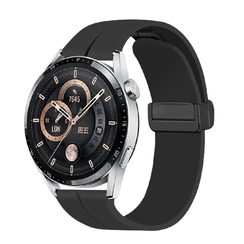 KOVL Compatible with Huawei Watch 5 Strap, Watch 4/3/2/GT6/5/4/3/2/GSpro/Buds/Honor Magic, Non-Original Breathable Black 46mm Watch Face