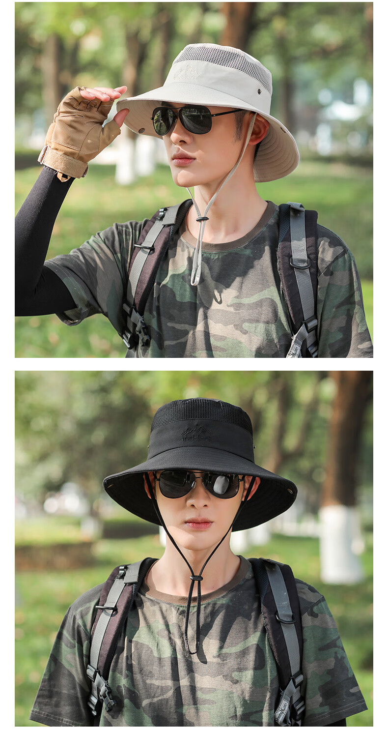 XUEXIMAN Men's Outdoor Fisherman Hat Foldable Sun Hat Fishing Cap for Men 12