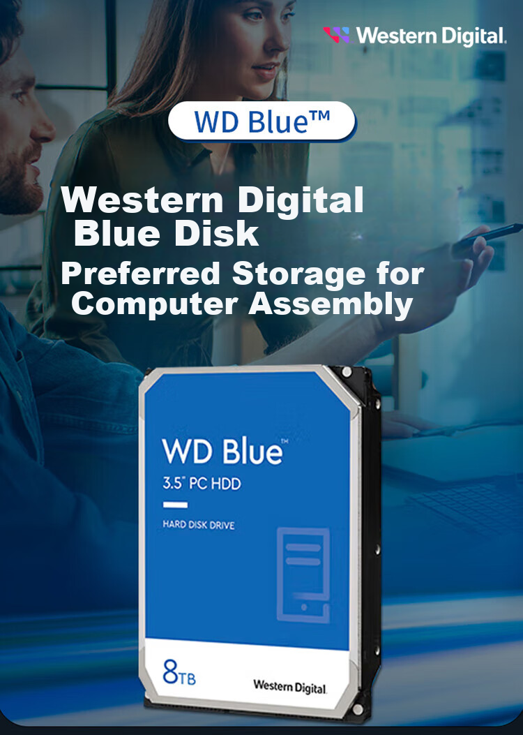 Western Digital (WD) 8TB Desktop Mechanical Hard Drive, WD Blue, 3.5-Inch, 5400 RPM, 256MB Cache, SATA CMR Vertical Technology, WD80EAAZ AI Hard Drive 2