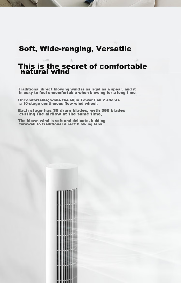 Mijia Xiaomi Electric Fan, Floor Fan, Tower Fan, Bladeless Fan, DC Inverter, Wide-Angle Natural Wind, Quiet Operation, Energy-Saving, Smart Control, APP with 100-Level Adjustment 3