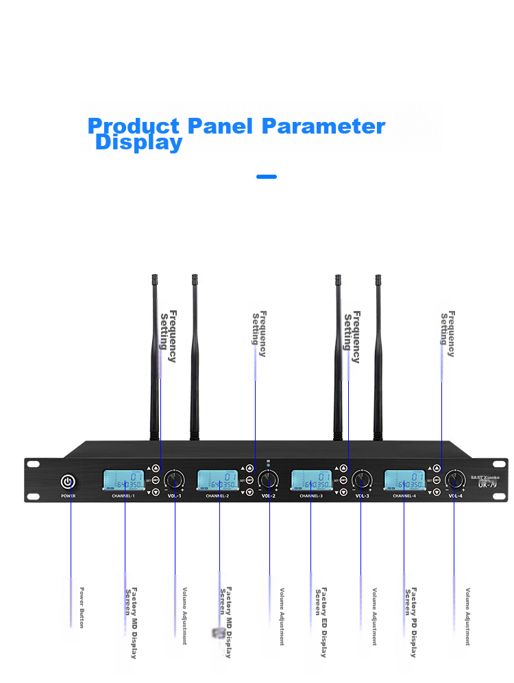 SAST OK-79 Wireless Microphone System with One Transmitter And Four Receivers, Handheld Teaching Microphone, U-Segment Microphone for Engineering Meetings And Large Conferences, Dynamic Microphone for Conference Rooms 18