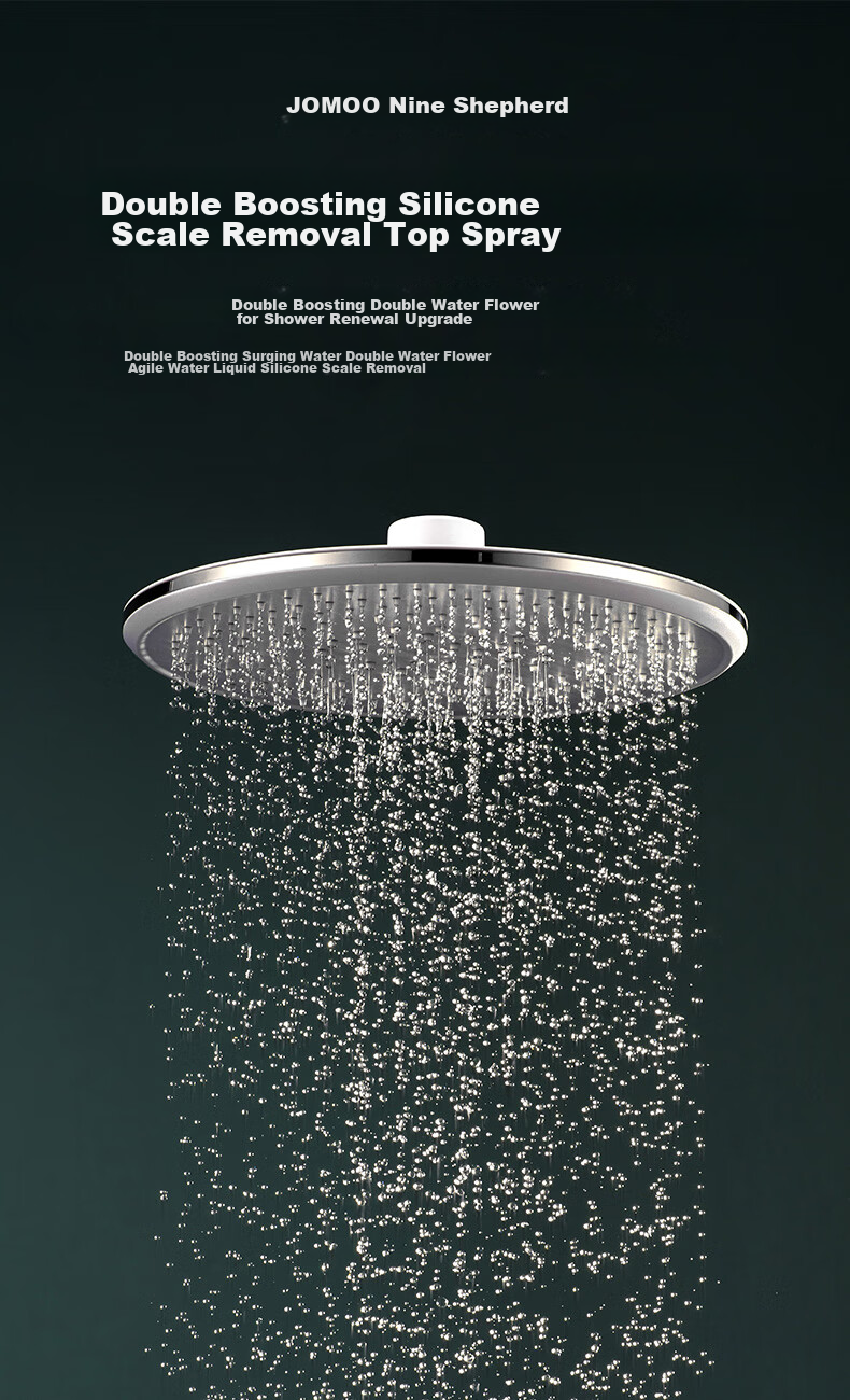 JOMOO Shower Head, Top Spray, Elegant White, Round, Dual Water Flow, Automatic Descaling Shower Head, G184011-1X01 1