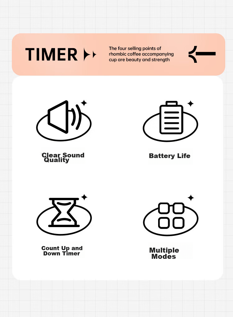 COMIX Student Timer, Children's Electronic Timer, Kitchen And Restaurant Timing Tool Alarm Clock, Magnetic Kitchen Baking Countdown Children's Gift, XS-2 Pink 2