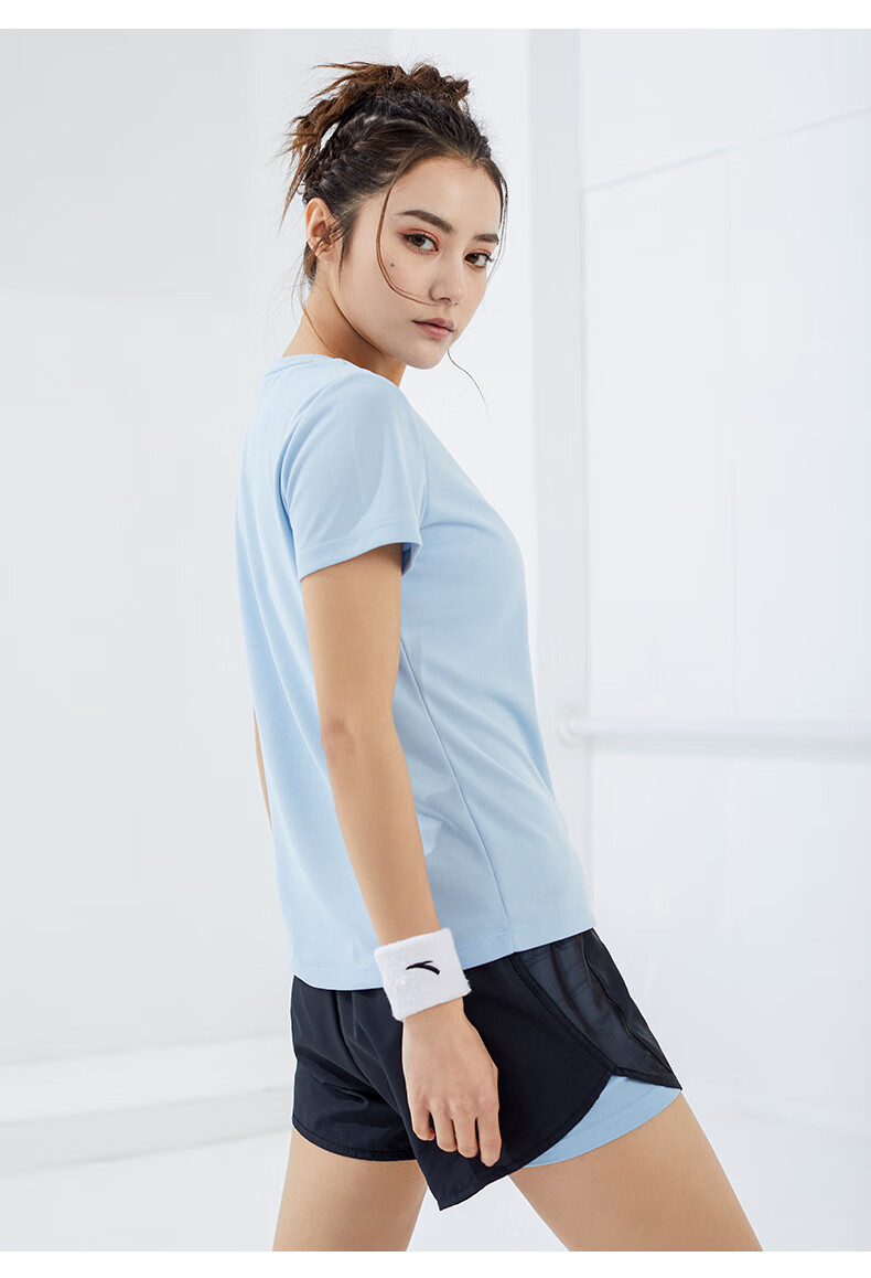 Anta Quick-Dry Sports Set | Women's Summer New Breathable Short Sleeve and Shorts Badminton Two-Piece Set with Anti-Exposure Design 46