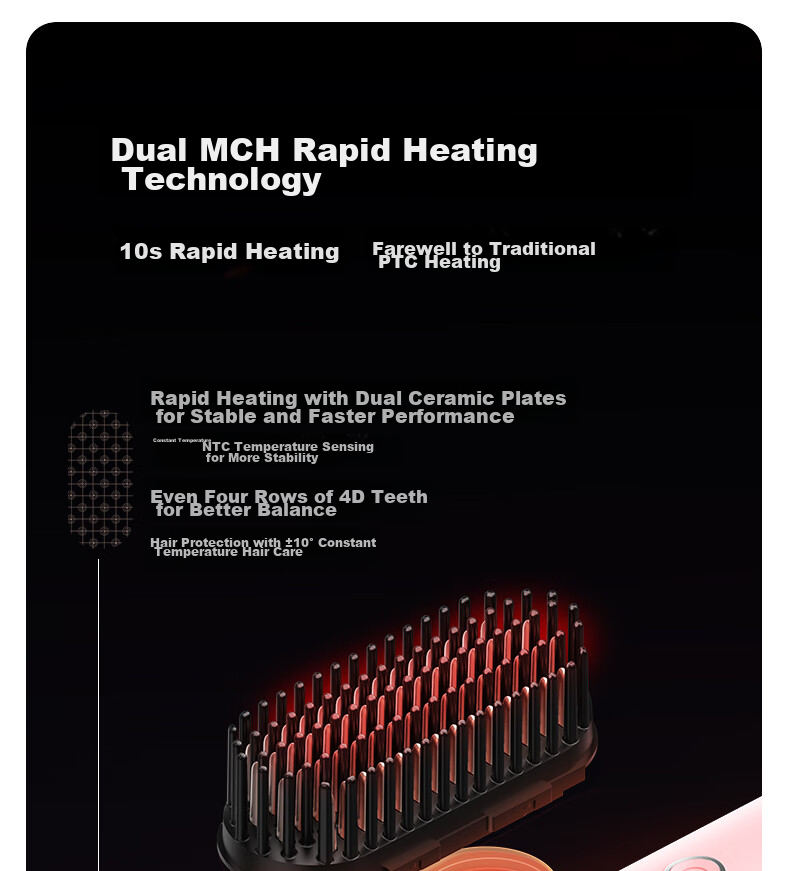 TSUYAGLA Sixth Generation Detachable Wireless Straight Hair Brush with 6 Billion Plasma Hair Protection, Non-Damaging Negative Ion Moisturizing, Efficient And Long-Lasting Styling, Girlfriend Birthday Gift T606 Pink 16