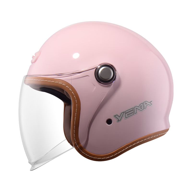 YEMA 3C Certified New National Standard Unisex Winter Warm Anti-Fog Motorcycle Helmet Electric Vehicle 3/4 Helmet 657S Cherry Pink with Transparent Visor + Anti-Fog Sticker