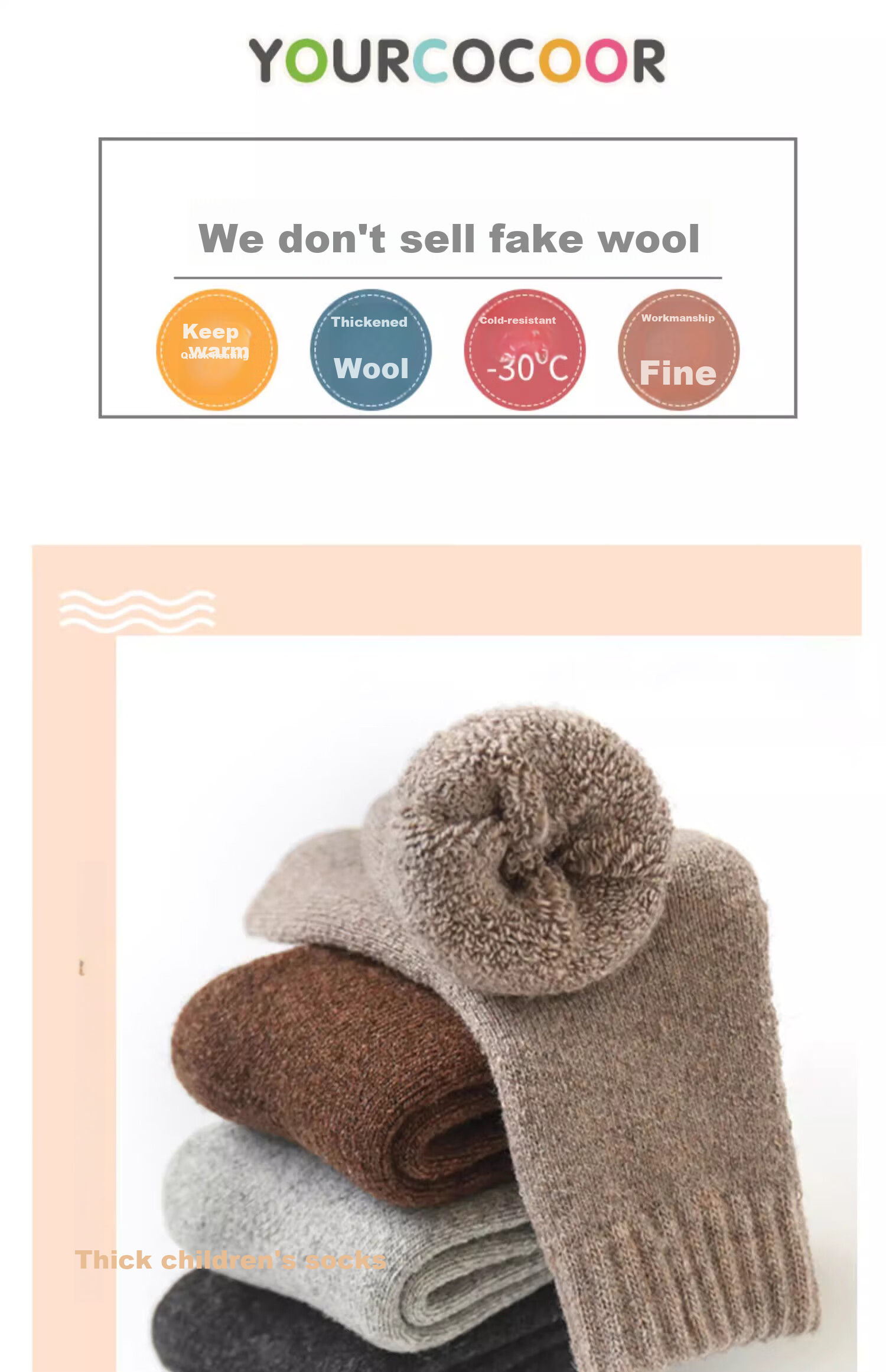 Bejirog Children's Wool Socks for Ages 6-12, Thick And Fleece-Lined for Autumn And Winter, Warm Baby Thick Socks, Cotton-Polyester Blend Socks for Boys And Girls 1