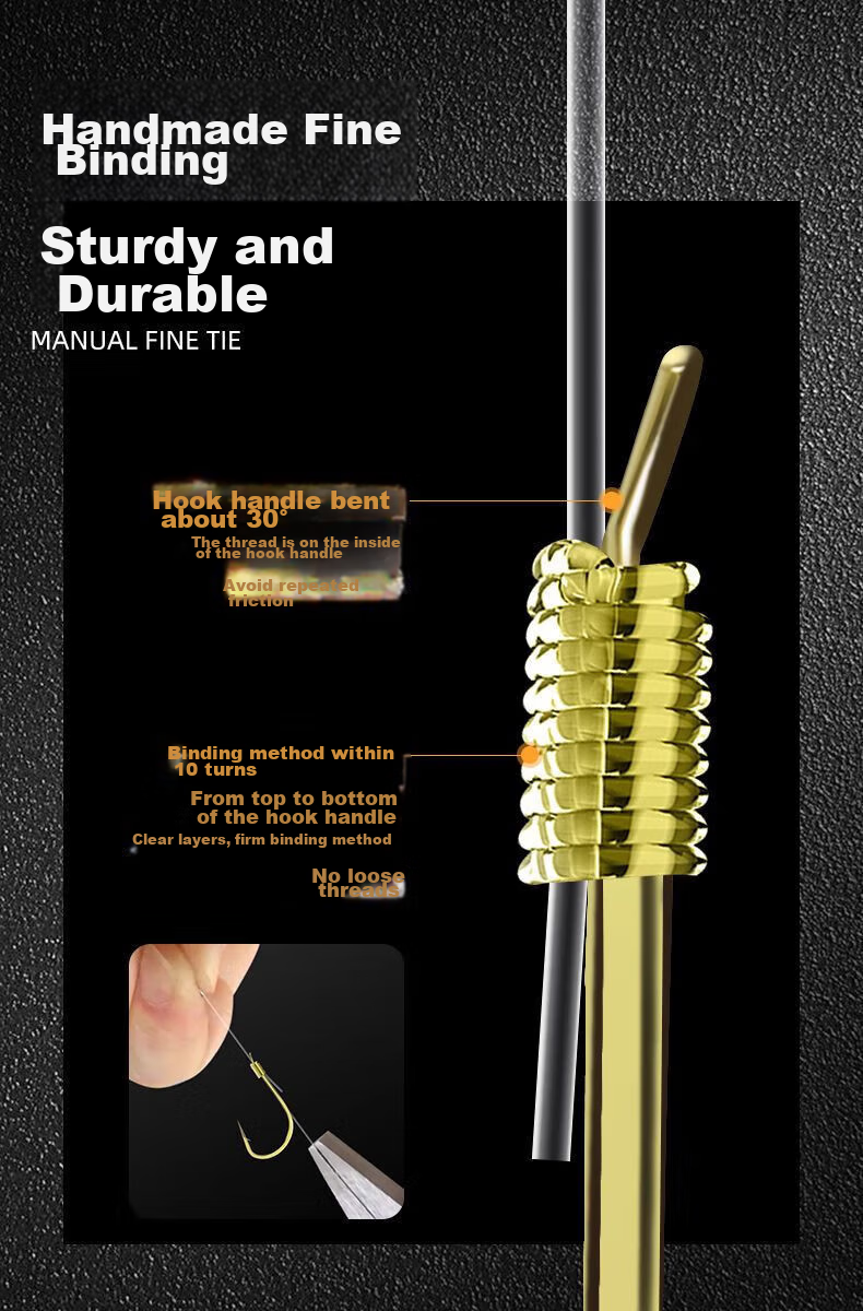 Weituosen Grass Carp Long Leader Double Hook Gold Sea Bream Hook 2 Meters [Line 3.0 Hook Size 12, 8 Sets] 4