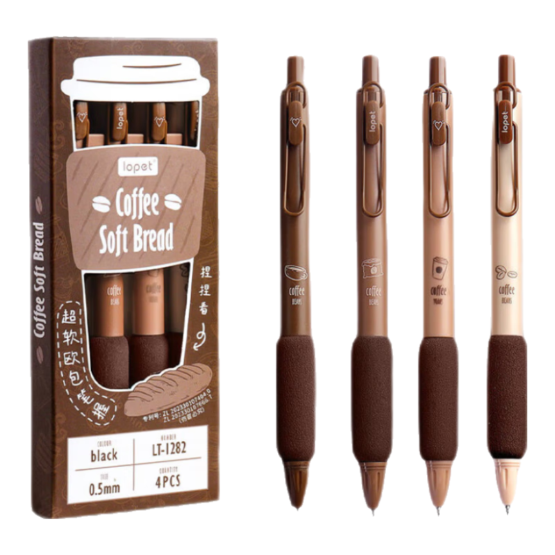 LOPET Leipiaoou Retractable Pen, Quick-Drying Black Ink, 0.5mm Gel Pen, Stylish Signature Pen, Student Exam Pen, Smooth Writing Ballpoint Pen, Push-Button Ink Pen, 4 Pcs, LT-1282