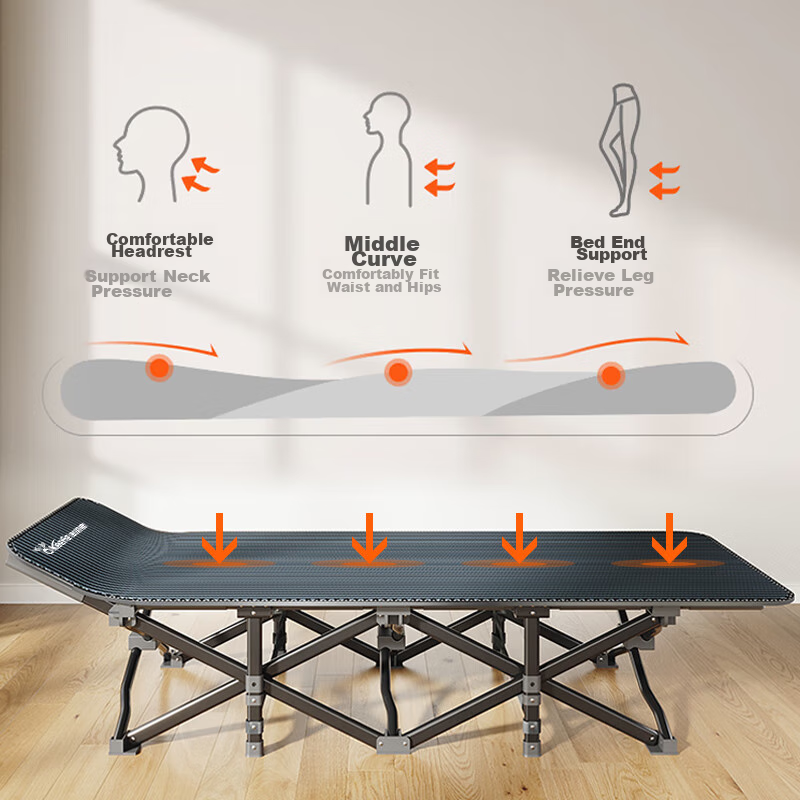 Okeefe Folding Bed, Single Bed, Office Nap Bed, Accompanying Care Simple Bed, Portable Lounge Chair, Outdoor Camping Bed, Pop-Up Style
