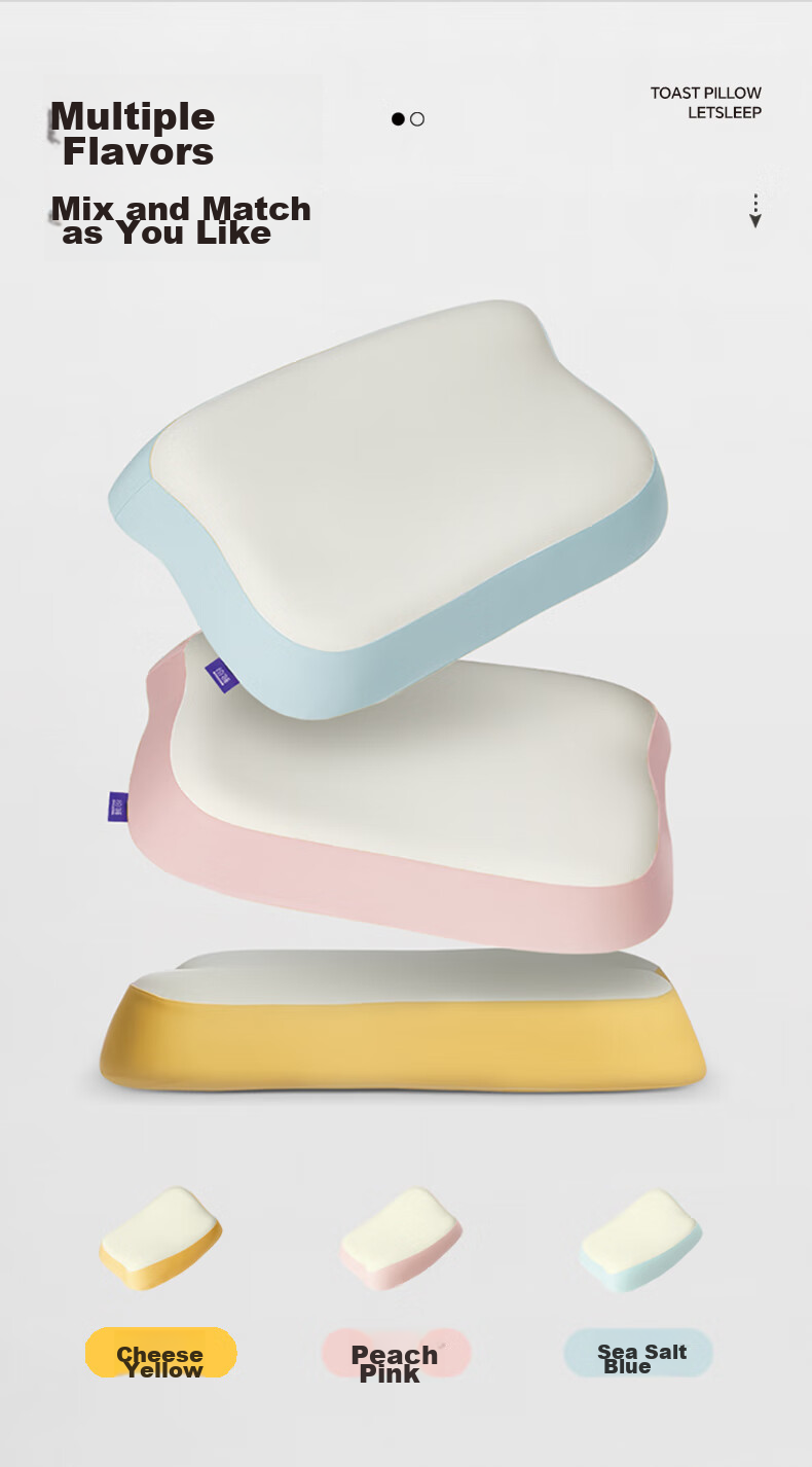 Let's Sleep Silicone Toast Pillow for Adults, Mother And Baby Class A, Cervical Spine Memory Pillow, Slow Rebound High Breathable Nipple-Level Material 19