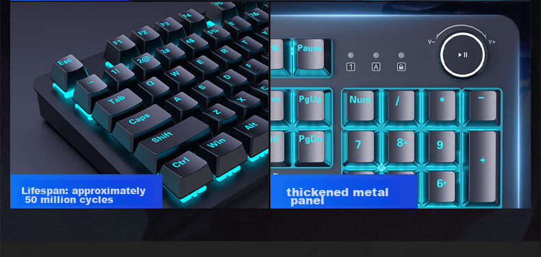 HP K10G Mechanical Keyboard with Blue Switches, Wired Keyboard for Gaming, E-Sports, Office Work And PUBG, 104 Keys Full-Size Compatible with Laptops And Desktop Computers, Full Anti-Ghosting 27