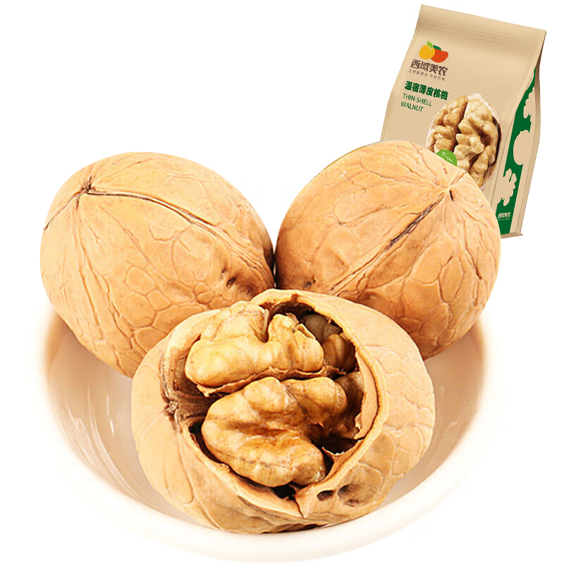 西域美农 薄皮核桃500g 新疆特产深色生核桃 原味无漂白每日坚果休闲零食