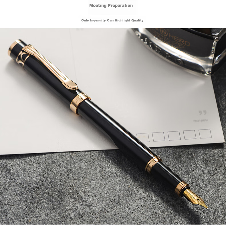 HERO Fountain Pen Gift Box, Shaohua Series, High-Quality Adult Calligraphy Business Signature Pen for Men And Students, Birthday Gift for Boys, Three-In Gold 10K 9