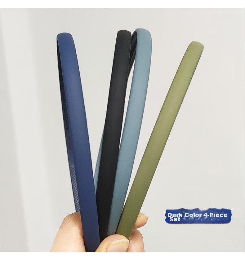Xiangwan Headband Set of 4, Simple Thin Edge Frosted Headband, Morandi Color Non-Slip Face Washing Headband, Outdoor Headband, Mid-Autumn Festival Gift 3