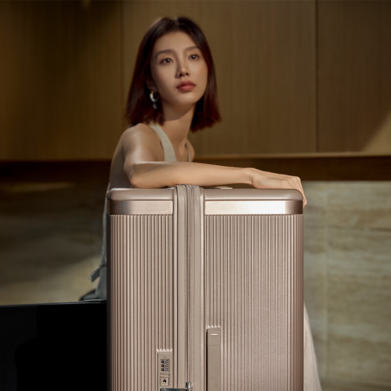 Echolac Celebrity-Style Large-Capacity Square Suitcase, Royal Travel Password Luggage PC142K, Shell Brown, 30 Inches