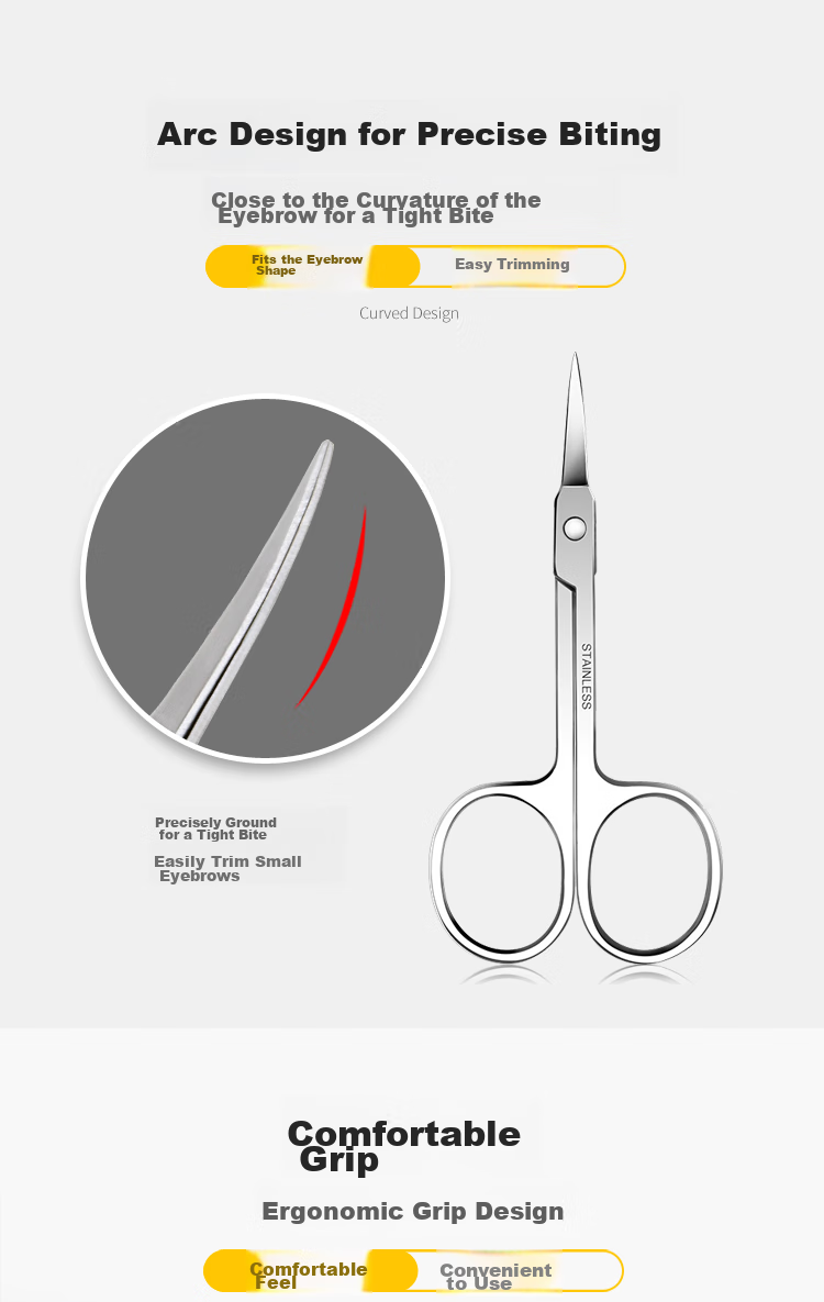 UPLUS Stainless Steel Eyebrow Trimmer, Small Scissors, Makeup Scissors, Curved Tip Eyebrow Trimmer, Beauty Scissors, Eyebrow Shaper 4